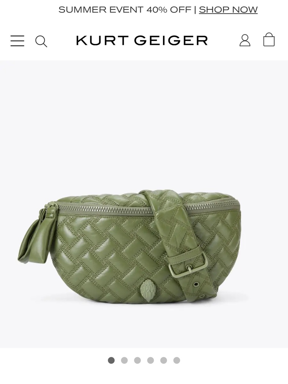 Kurt Geiger Olive Green Quilted Leather Mini Belt Bag
